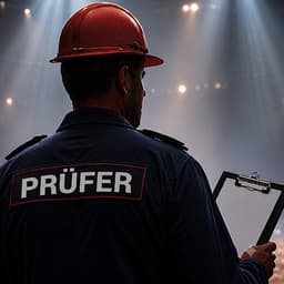 Brandschutzinspektor nickt zustimmend — alle Zertifikate geprüft und in Ordnung